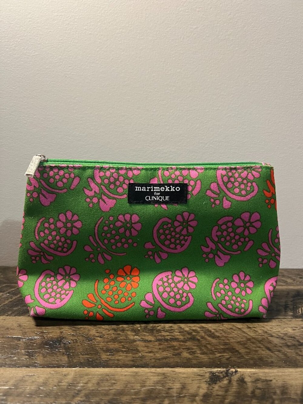 Marimekko for Clinique Floral Cosmetic Bag Green Pink Makeup Pouch